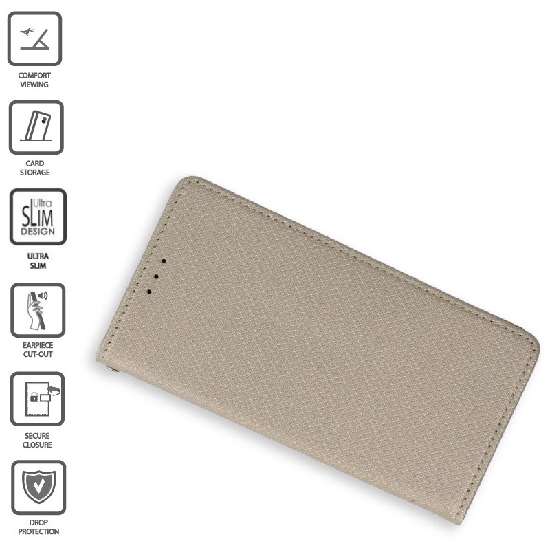 Atverciamas auksinis dėklas (NOKIA 2) telefonui Atverciamas auksinis dėklas (NOKIA 2) telefonui